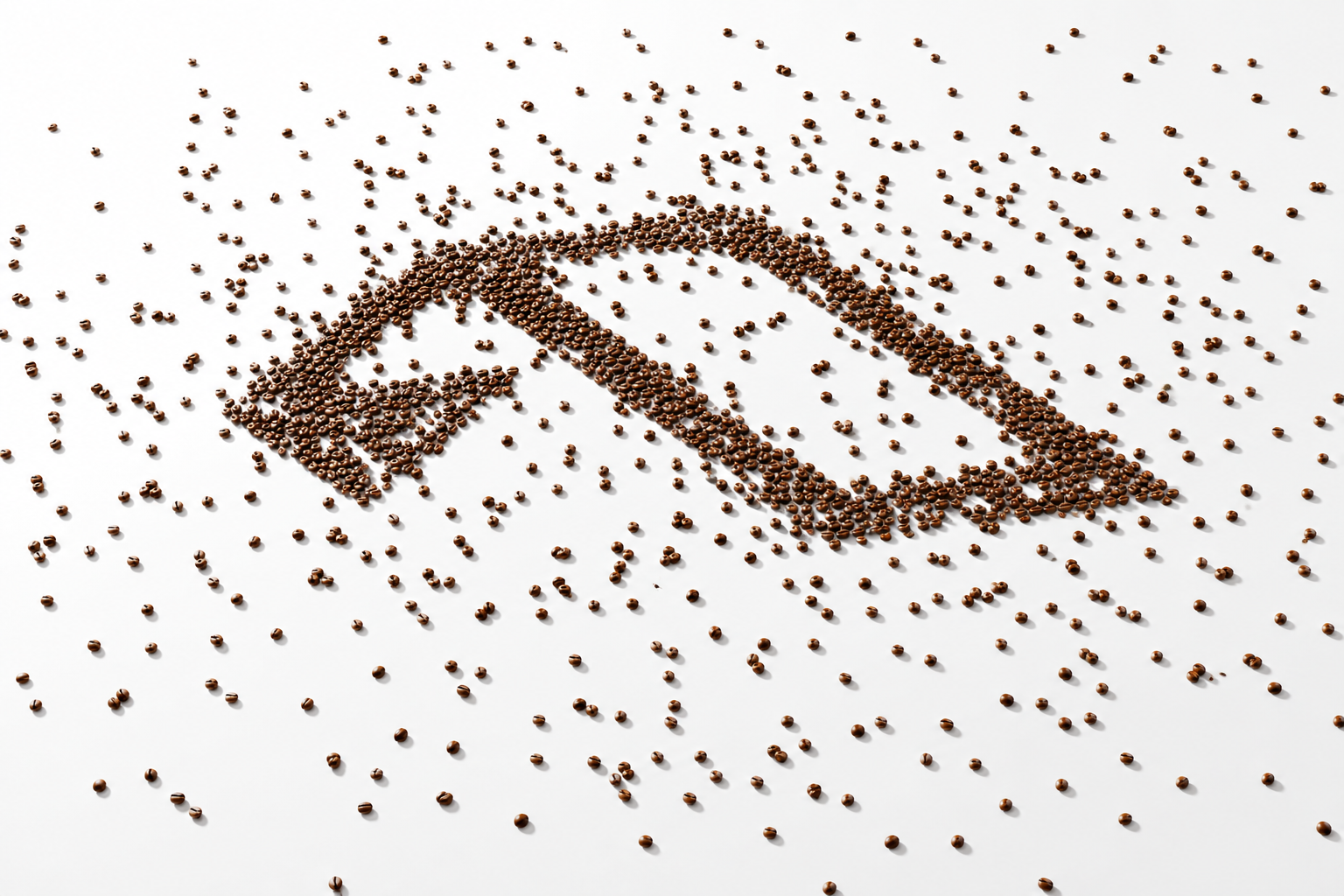 Coffee beans arranged in a soundwave pattern